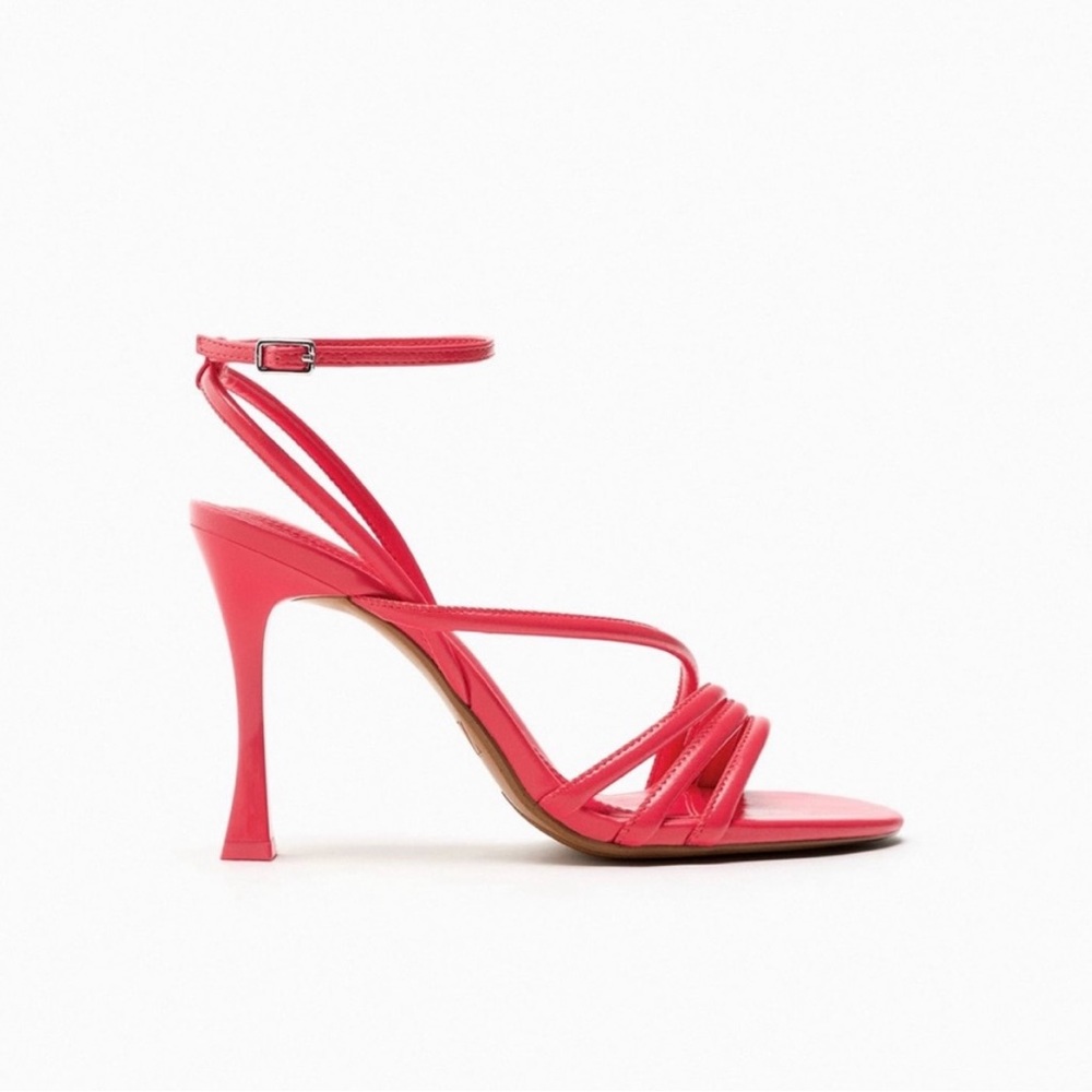 Zara High Heeled Strap Sandals Red. Size 8.5 - Picture 2 of 8